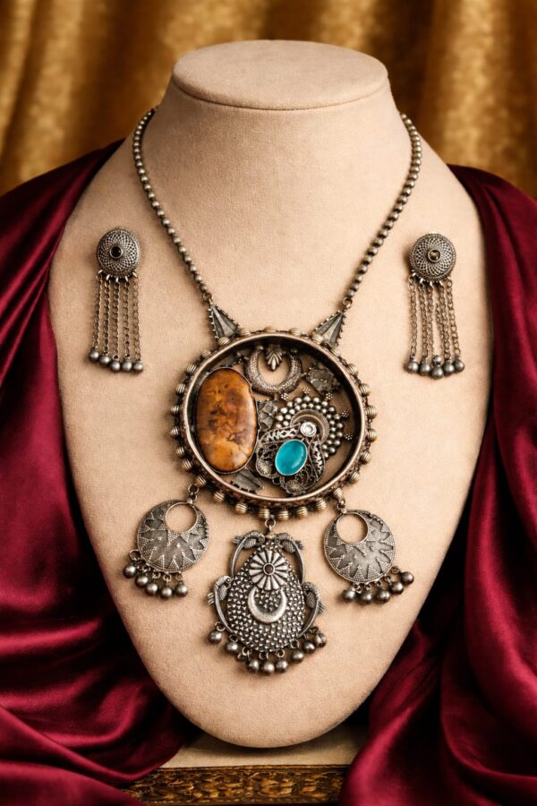 Chandrika Tribal German Silver Statement Set