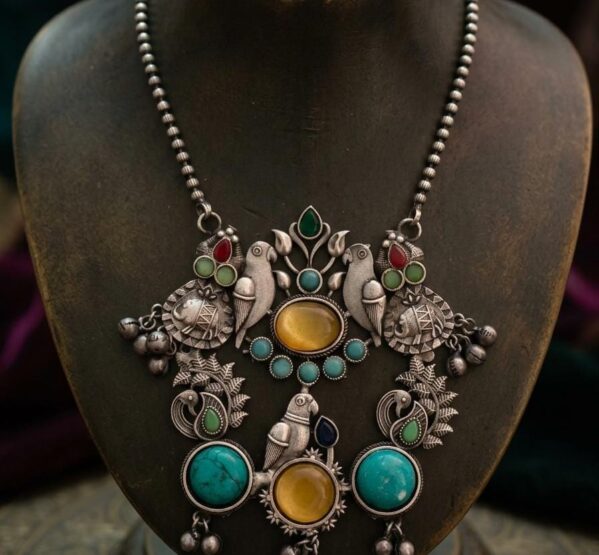 Tribal German Silver Fusion Necklace